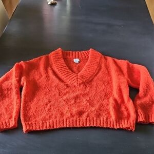 Cozy Red V-Neck Sweater Xl